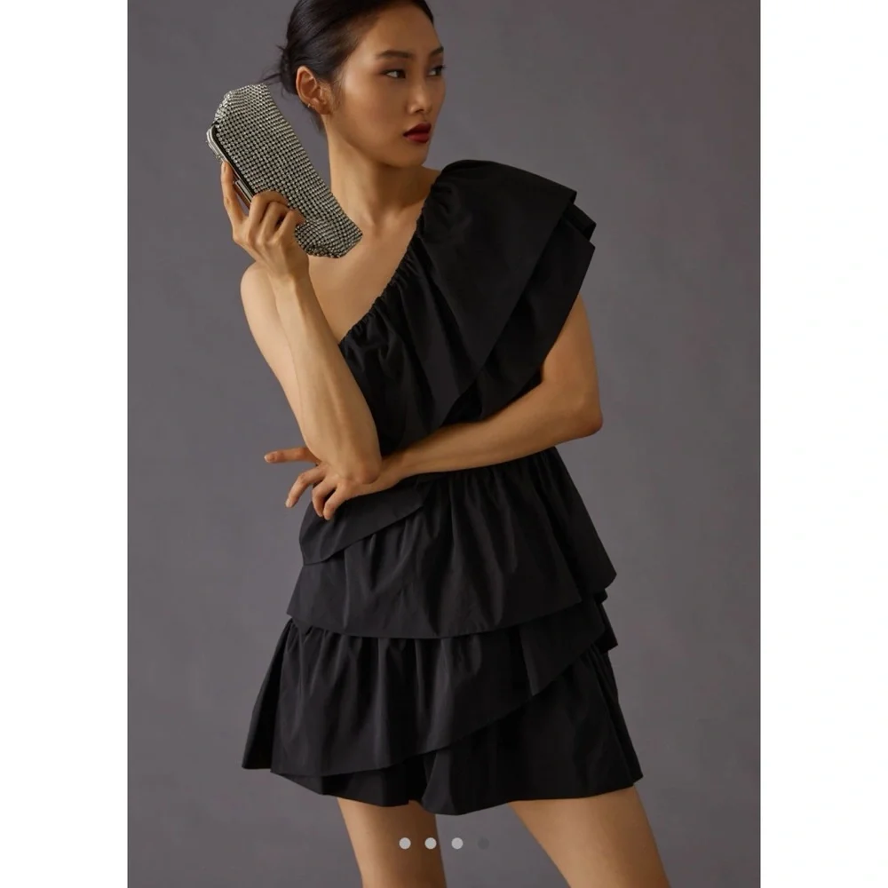 🎉HP! ❤️ NWT! Anthropologie x Endless Rose Black Tiered Mini Dress